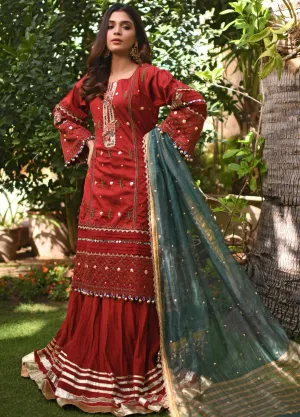 Long Kameez Sharara Pakistani Designer Eid Dress #PN499