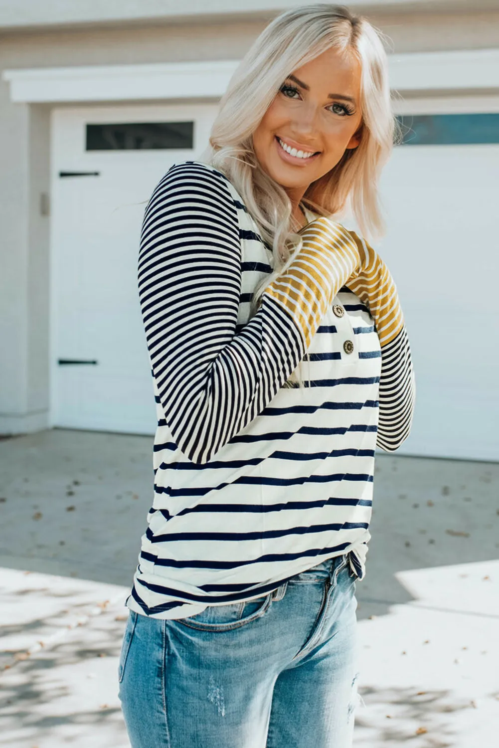 Long Sleeve Button Henley Top