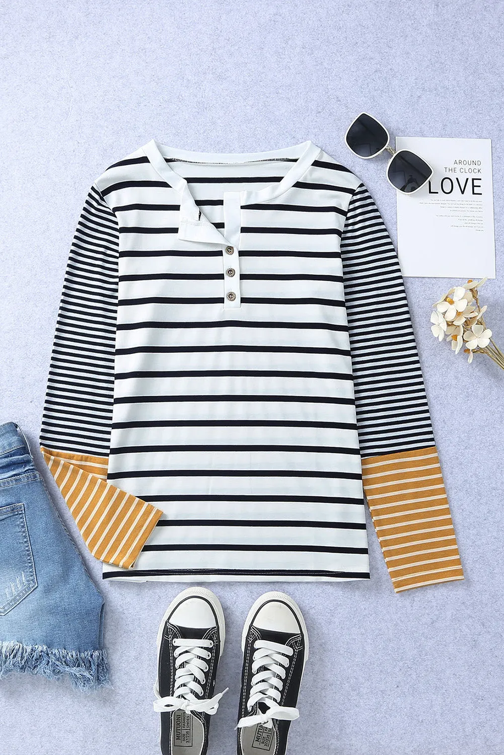 Long Sleeve Button Henley Top