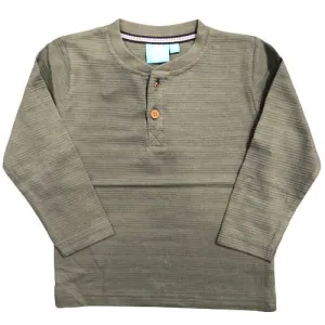 Long Sleeve Textured Henley - Olive