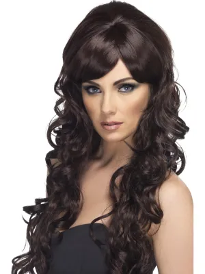 Long Wavey Wig Brown with Side Fringe