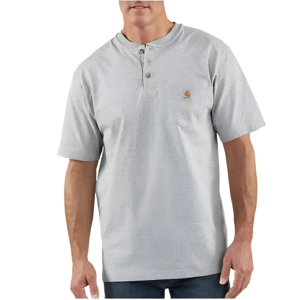 Loose Fit Heavyweight Short-Sleeve Pocket Henley T-Shirt - BIG - K84B