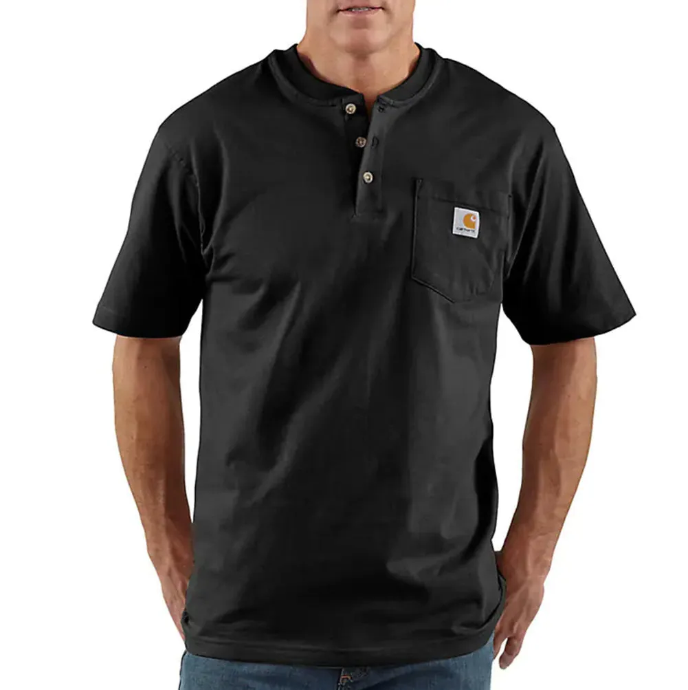 Loose Fit Heavyweight Short-Sleeve Pocket Henley T-Shirt - BIG - K84B
