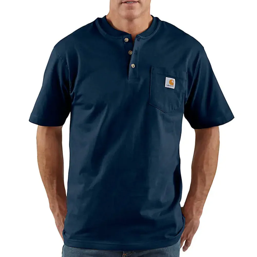 Loose Fit Heavyweight Short-Sleeve Pocket Henley T-Shirt - BIG - K84B