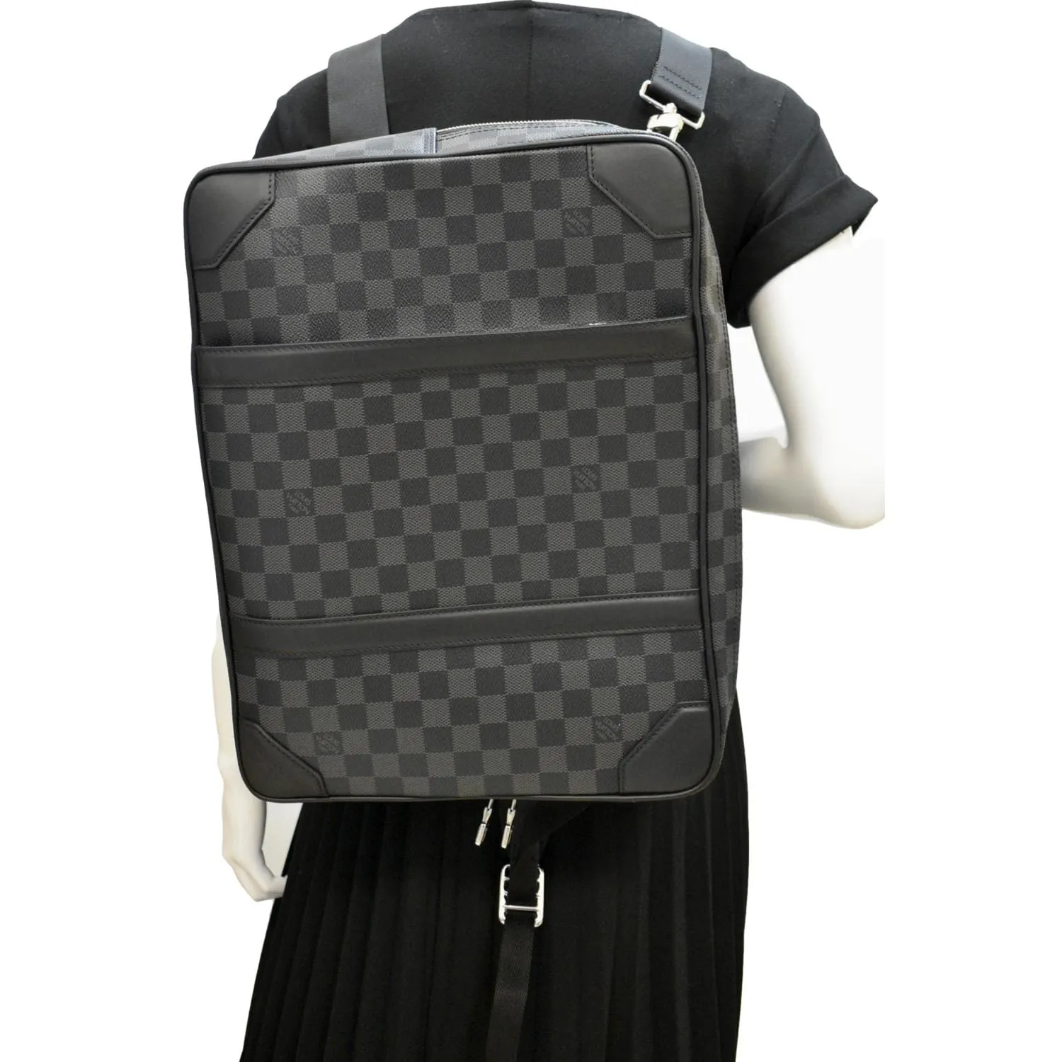 LOUIS VUITTON Damier Graphite Canvas Briefcase Backpack Bag Black