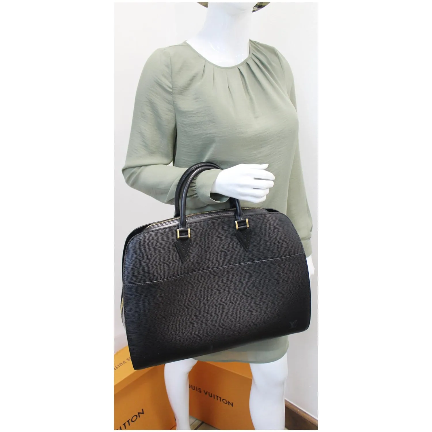 LOUIS VUITTON Sorbonne Epi Leather Briefcase Travel Bag Black
