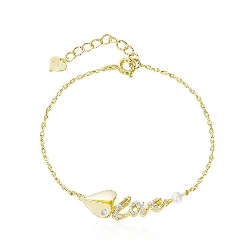 Love Paper Airplane Bracelet
