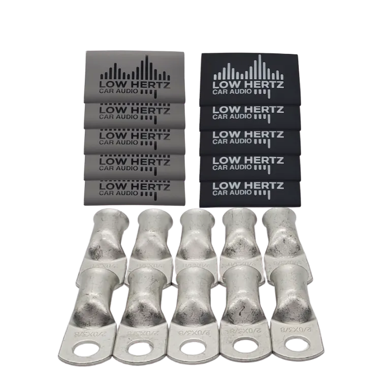 LOW HERTZ CAR AUDIO 1/0 GAUGE COPPER TINNED RING TERMINALS W/ HEAT SHRINK
