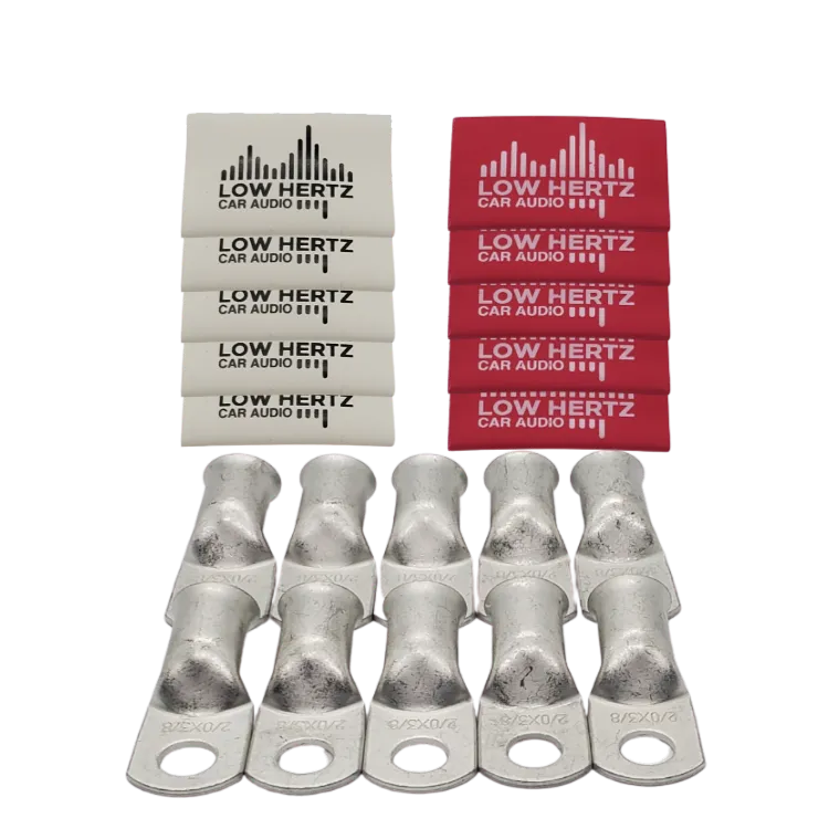 LOW HERTZ CAR AUDIO 1/0 GAUGE COPPER TINNED RING TERMINALS W/ HEAT SHRINK