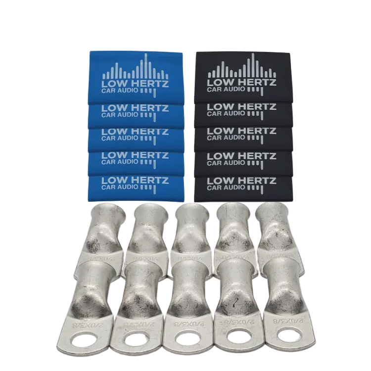 LOW HERTZ CAR AUDIO 1/0 GAUGE COPPER TINNED RING TERMINALS W/ HEAT SHRINK