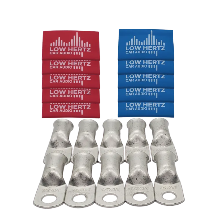 LOW HERTZ CAR AUDIO 1/0 GAUGE COPPER TINNED RING TERMINALS W/ HEAT SHRINK
