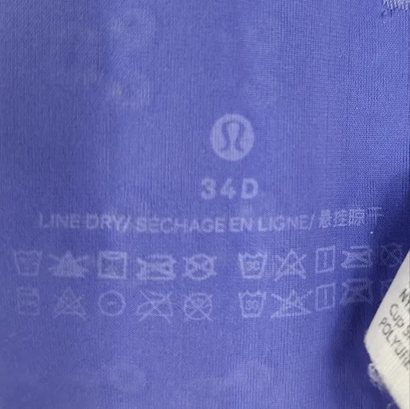 Lululemon Run Times High Support Run Sports Bra in Charged Indigo Purple 34D