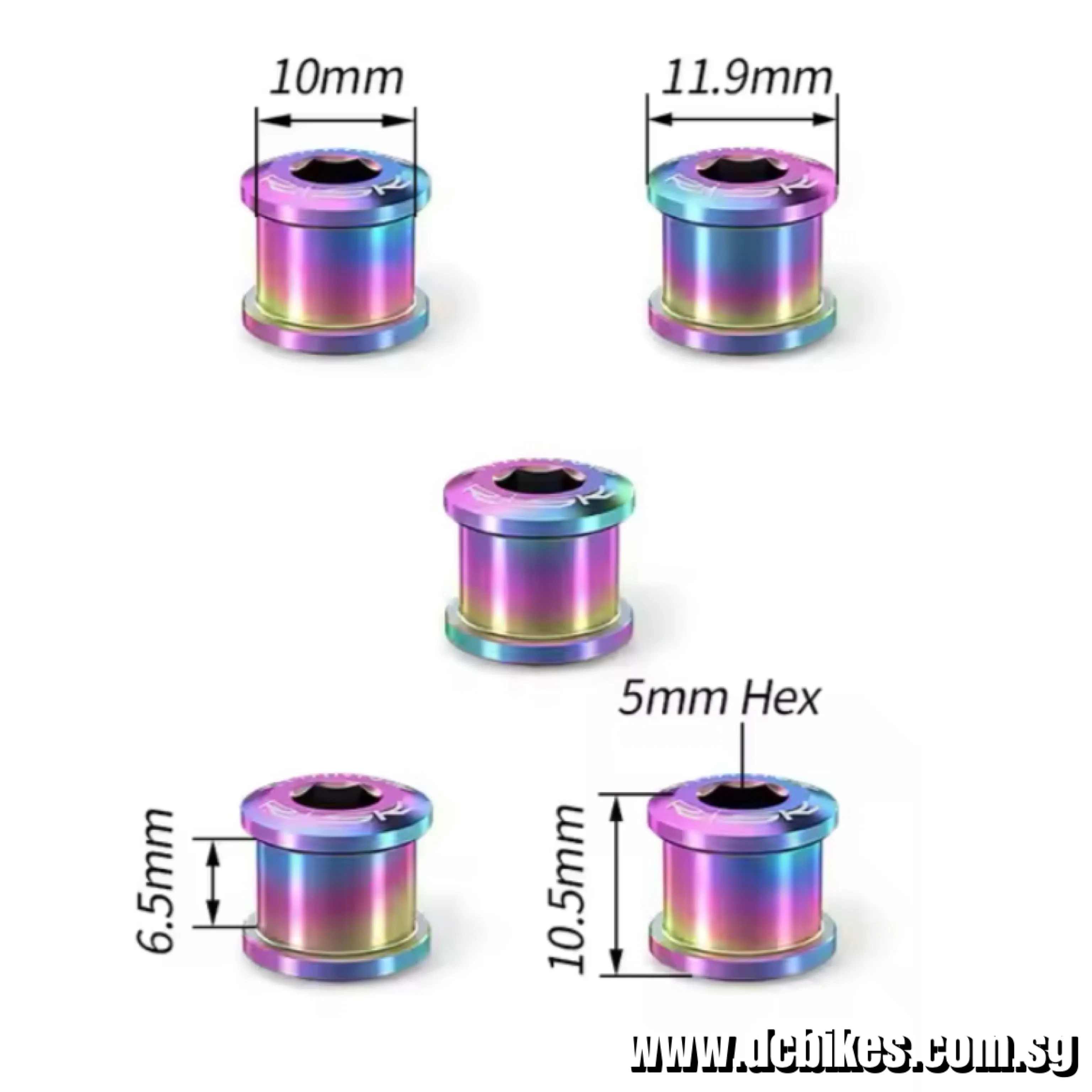 M8 X 6.5mm Oil Slick Single Speed MTB Titanium Chain Ring Bolts