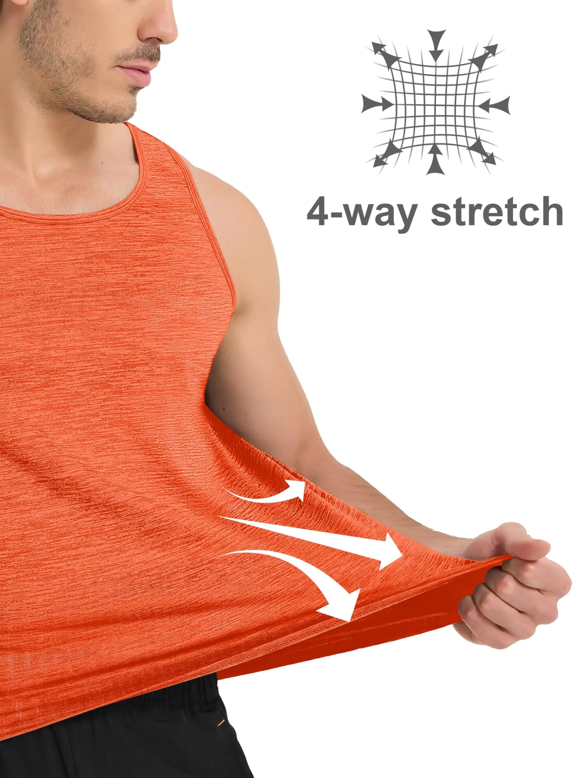 MAGCOMSEN Men's Tank Tops Dry Fit Workout Gym Running Summer Muscle Shirt Swim Athletic Tanks Top Orange