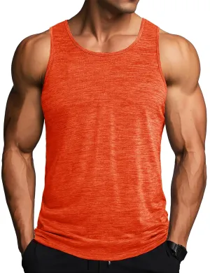 MAGCOMSEN Men's Tank Tops Dry Fit Workout Gym Running Summer Muscle Shirt Swim Athletic Tanks Top Orange