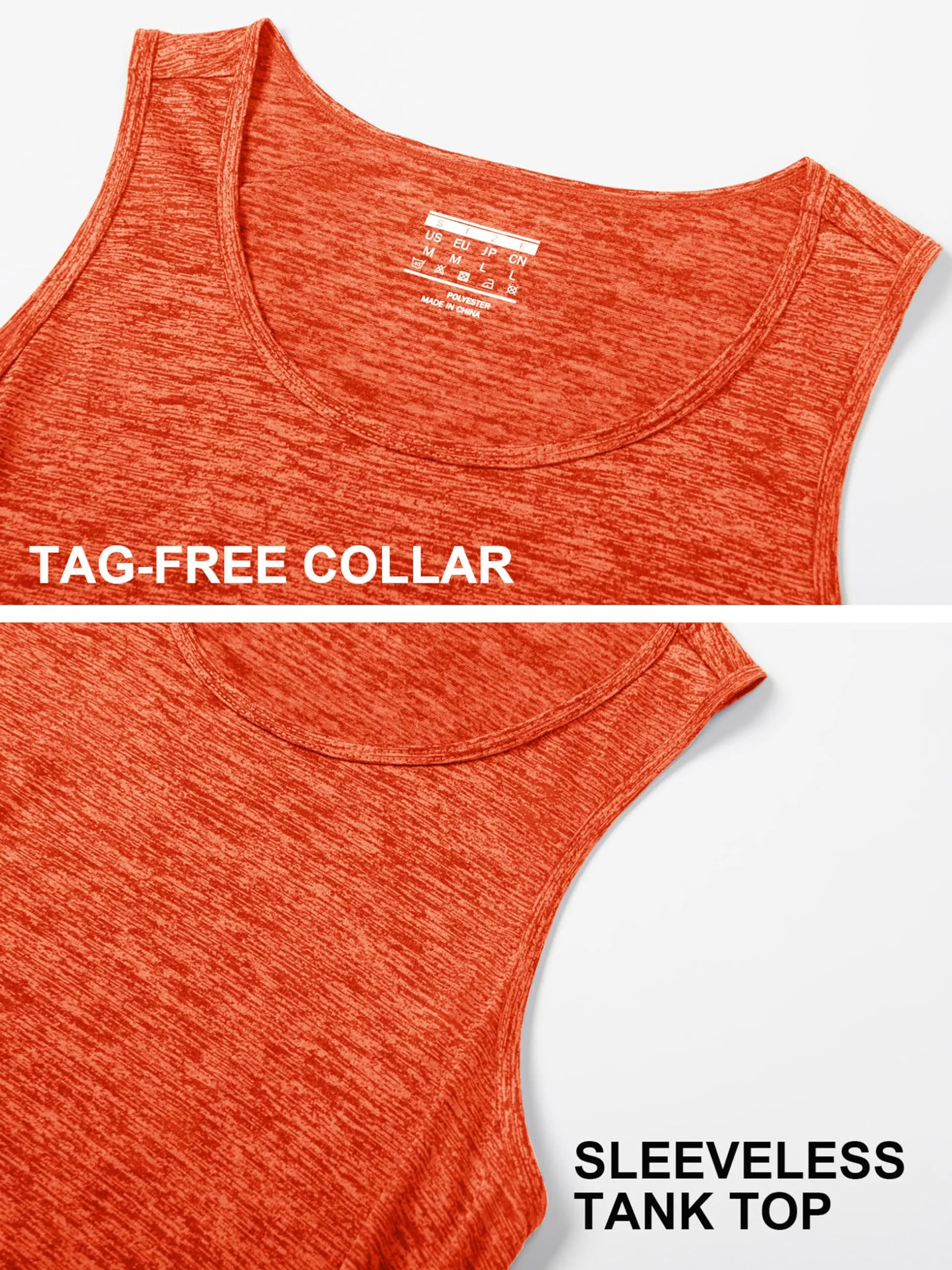 MAGCOMSEN Men's Tank Tops Dry Fit Workout Gym Running Summer Muscle Shirt Swim Athletic Tanks Top Orange