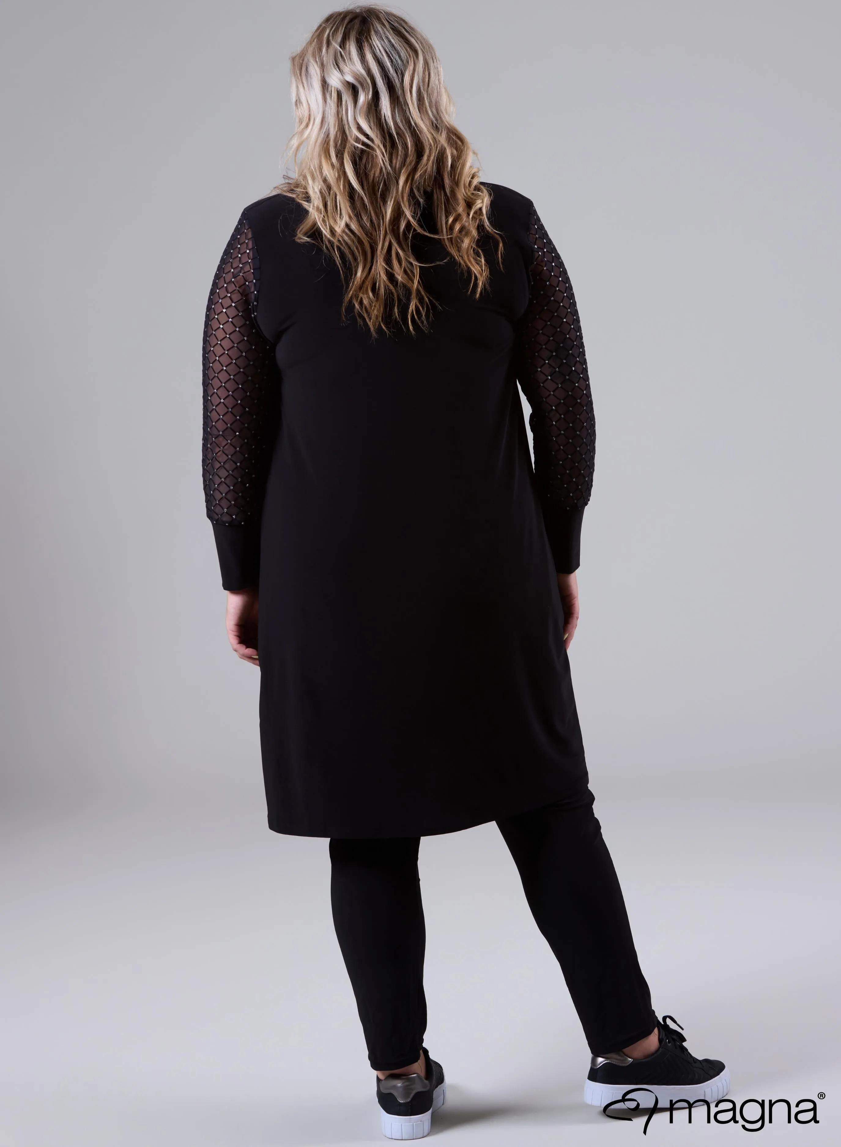 Magna Cardigan With Chiffon Mesh Sleeves Sparkle Design