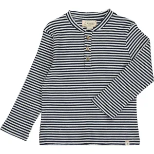Me & Henry Adams Ribbed Henley - Navy Striped