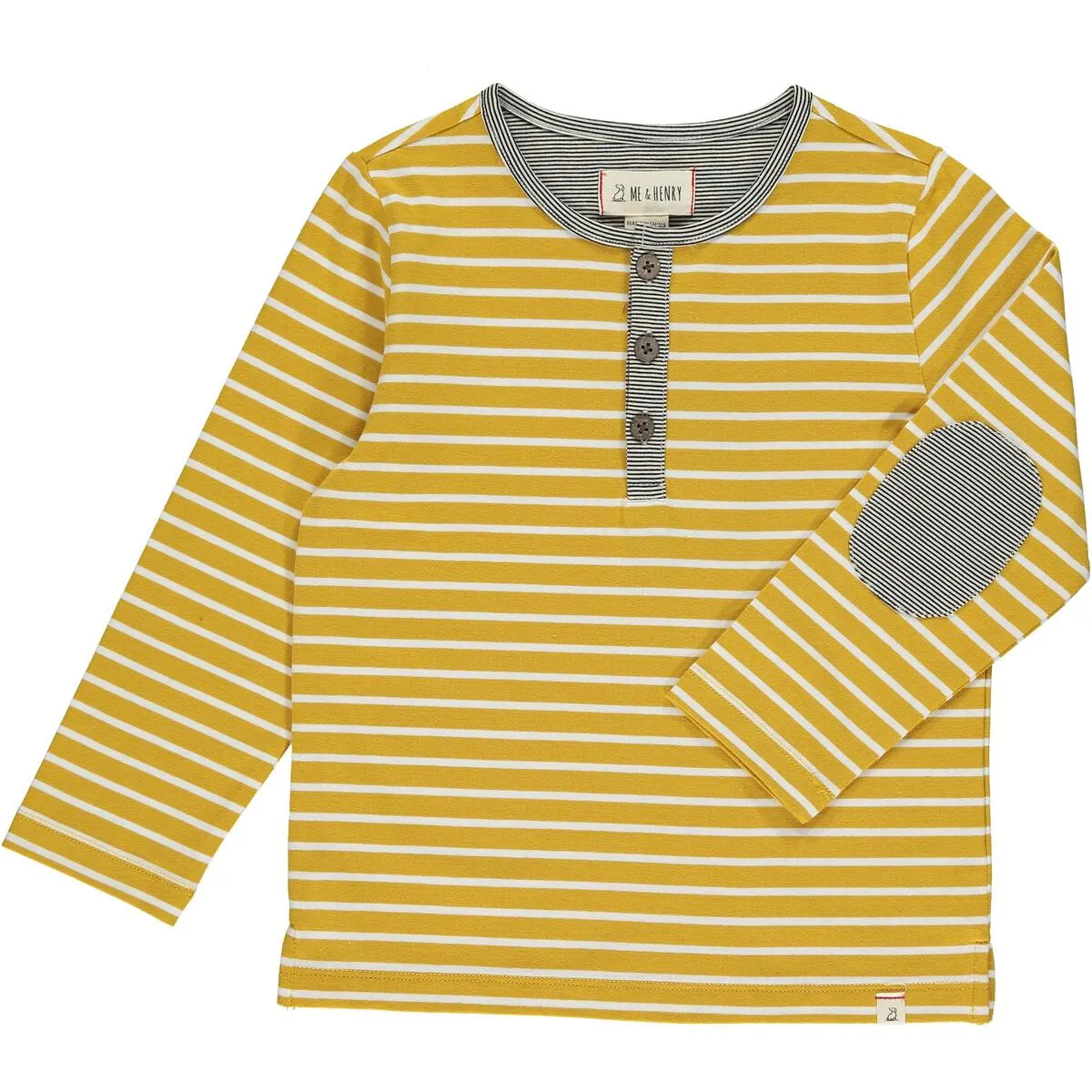 Me & Henry Mascot Henley Long Sleeve Top - Mustard Stripe