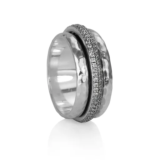 Meditation Ring Reflections Sterling Silver CZ Spinning Band