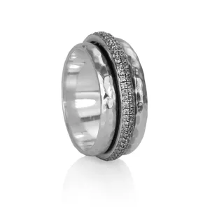Meditation Ring Reflections Sterling Silver CZ Spinning Band