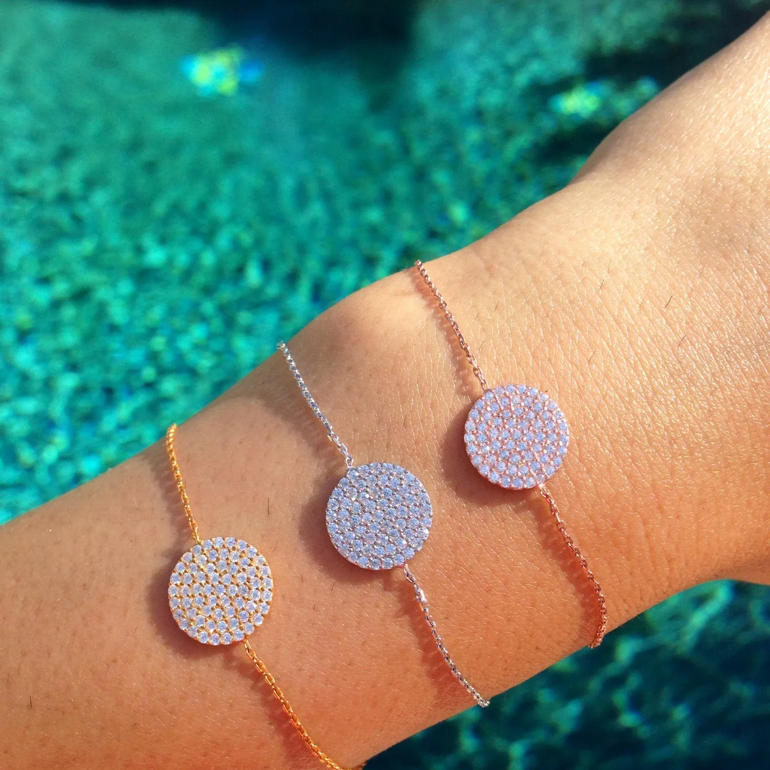 Medium Pave Disc Bracelet