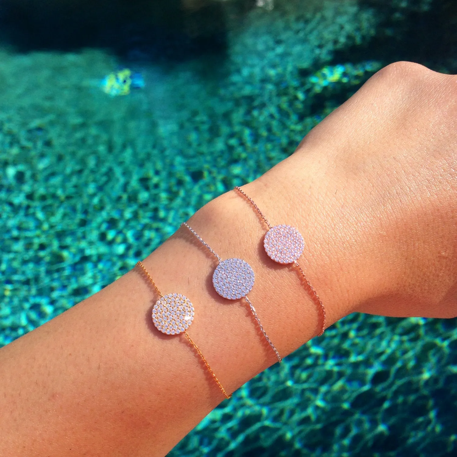Medium Pave Disc Bracelet