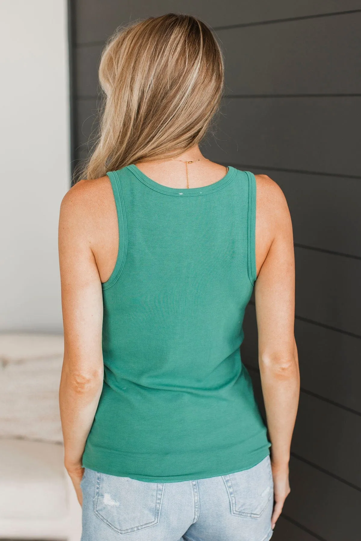 Memorable Moments Henley Tank Top- Green