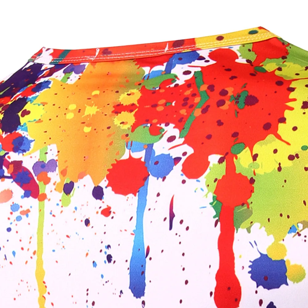 Men's 3D Splatter Paint Colorful Short Sleeves T-Shirt
