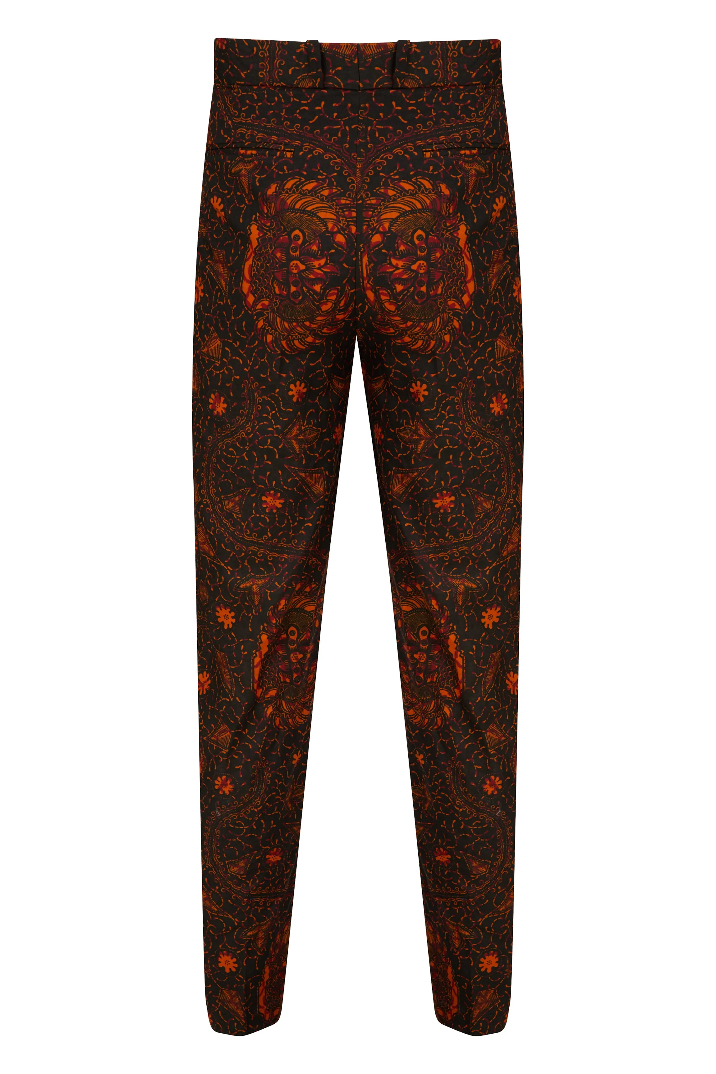 Men's African print slim leg Trouser-Black Rooster