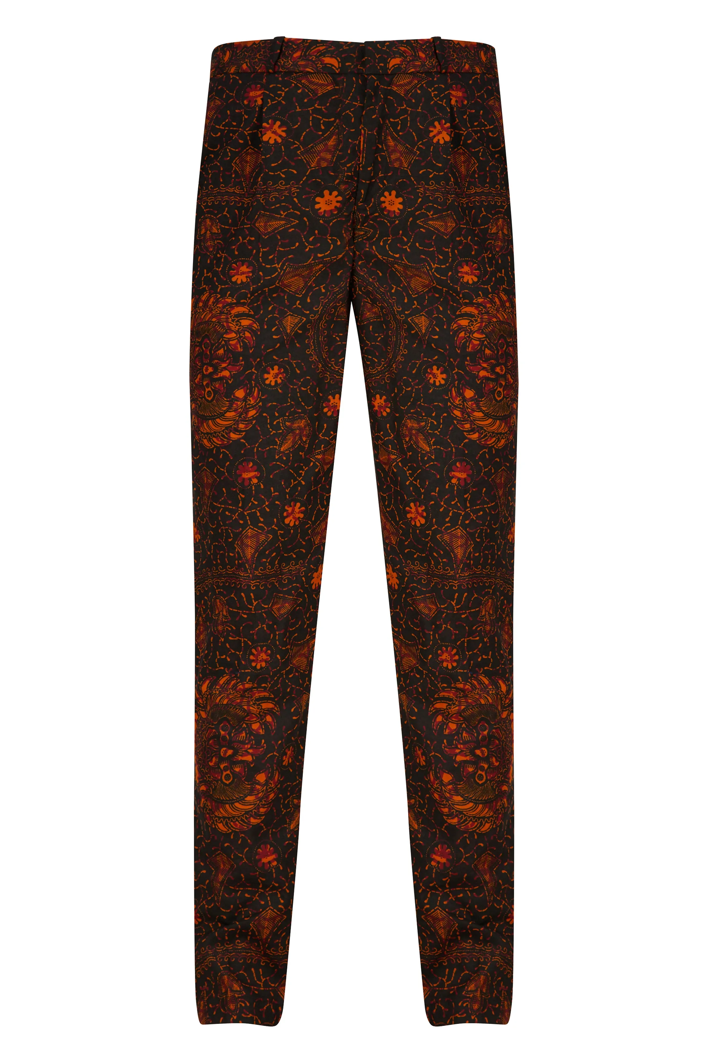 Men's African print slim leg Trouser-Black Rooster