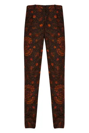Men's African print slim leg Trouser-Black Rooster