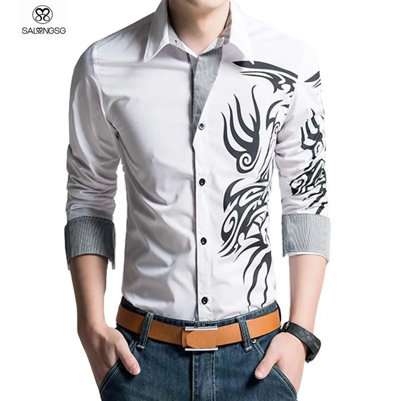 Men's Dragon Dress Shirt Up To 3XL