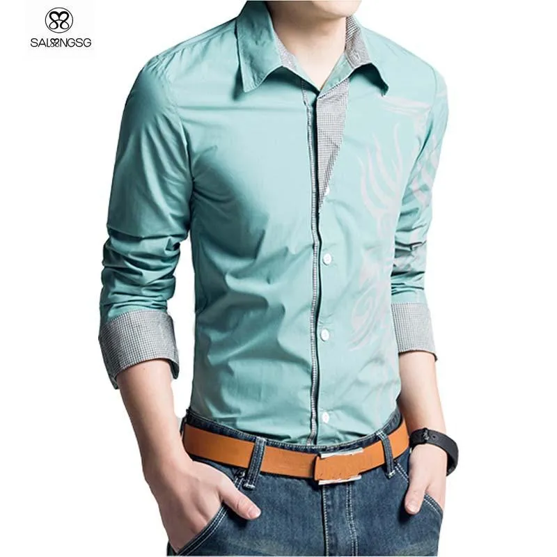 Men's Dragon Dress Shirt Up To 3XL