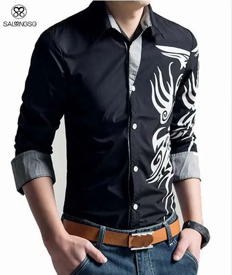 Men's Dragon Dress Shirt Up To 3XL