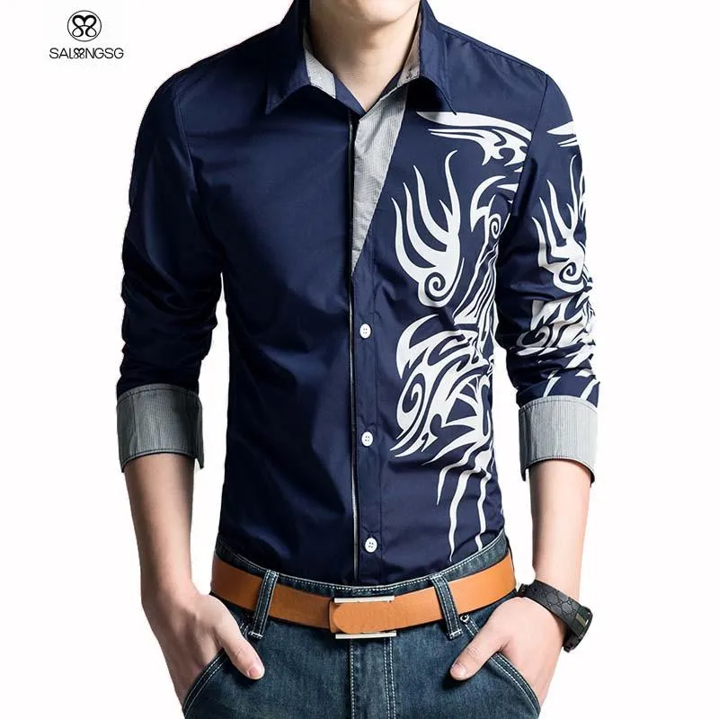 Men's Dragon Dress Shirt Up To 3XL