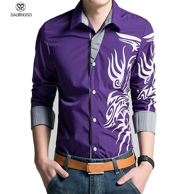 Men's Dragon Dress Shirt Up To 3XL