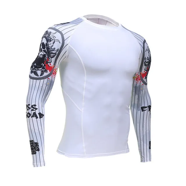 Mens Fitness Long Sleeves Rashguard T Shirt Men Bodybuilding Skin Tight Thermal Compression Shirts MMA Crossfit Workout Top Gear