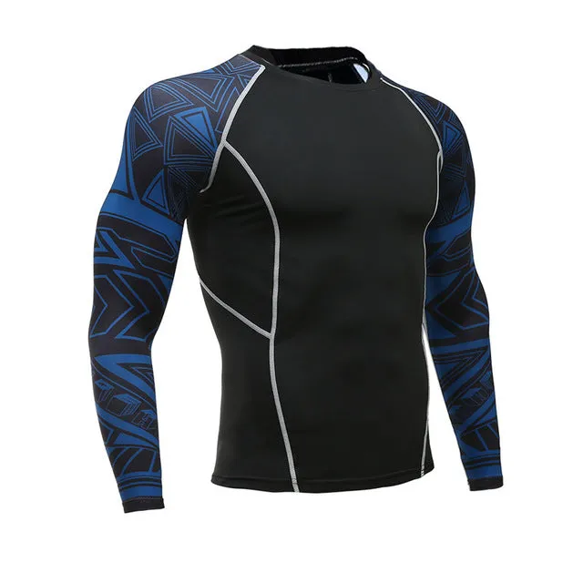 Mens Fitness Long Sleeves Rashguard T Shirt Men Bodybuilding Skin Tight Thermal Compression Shirts MMA Crossfit Workout Top Gear