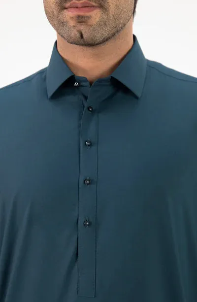 Men's Shirt Collar Shalwar Suit - Teal