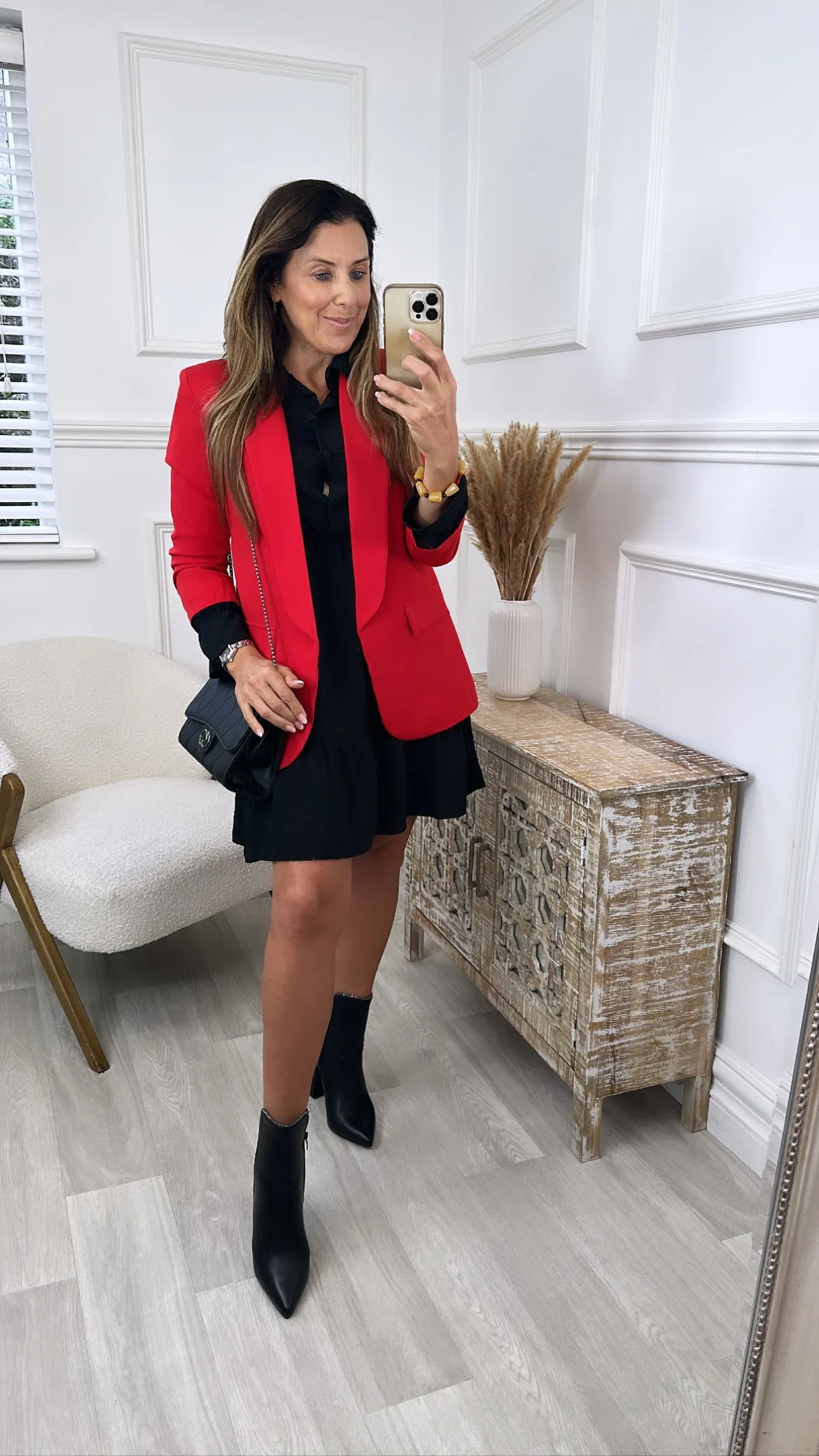 Merrill Red Gathered Sleeve Blazer