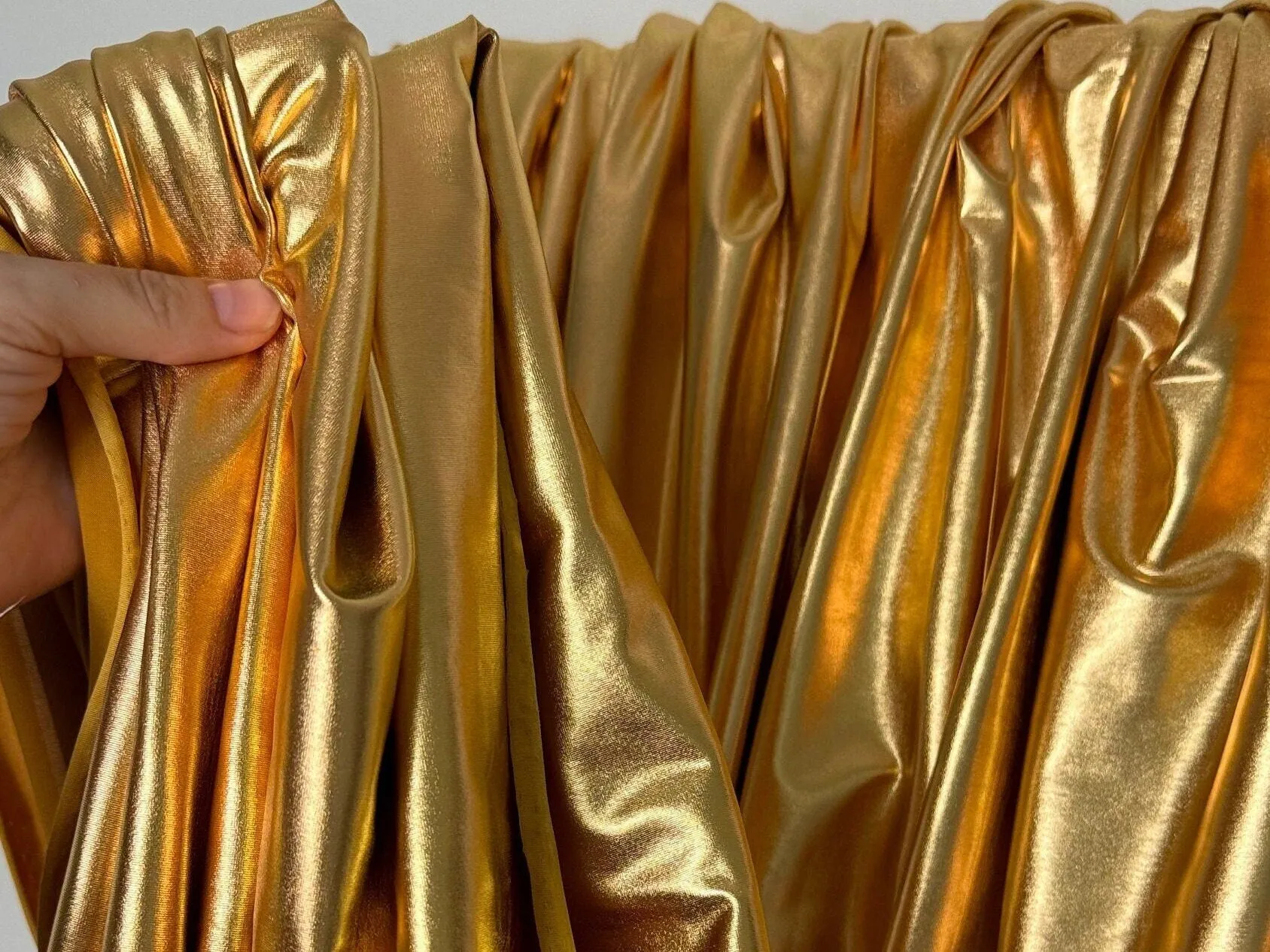 Metallic Gold Foil Spandex Lame Fabric