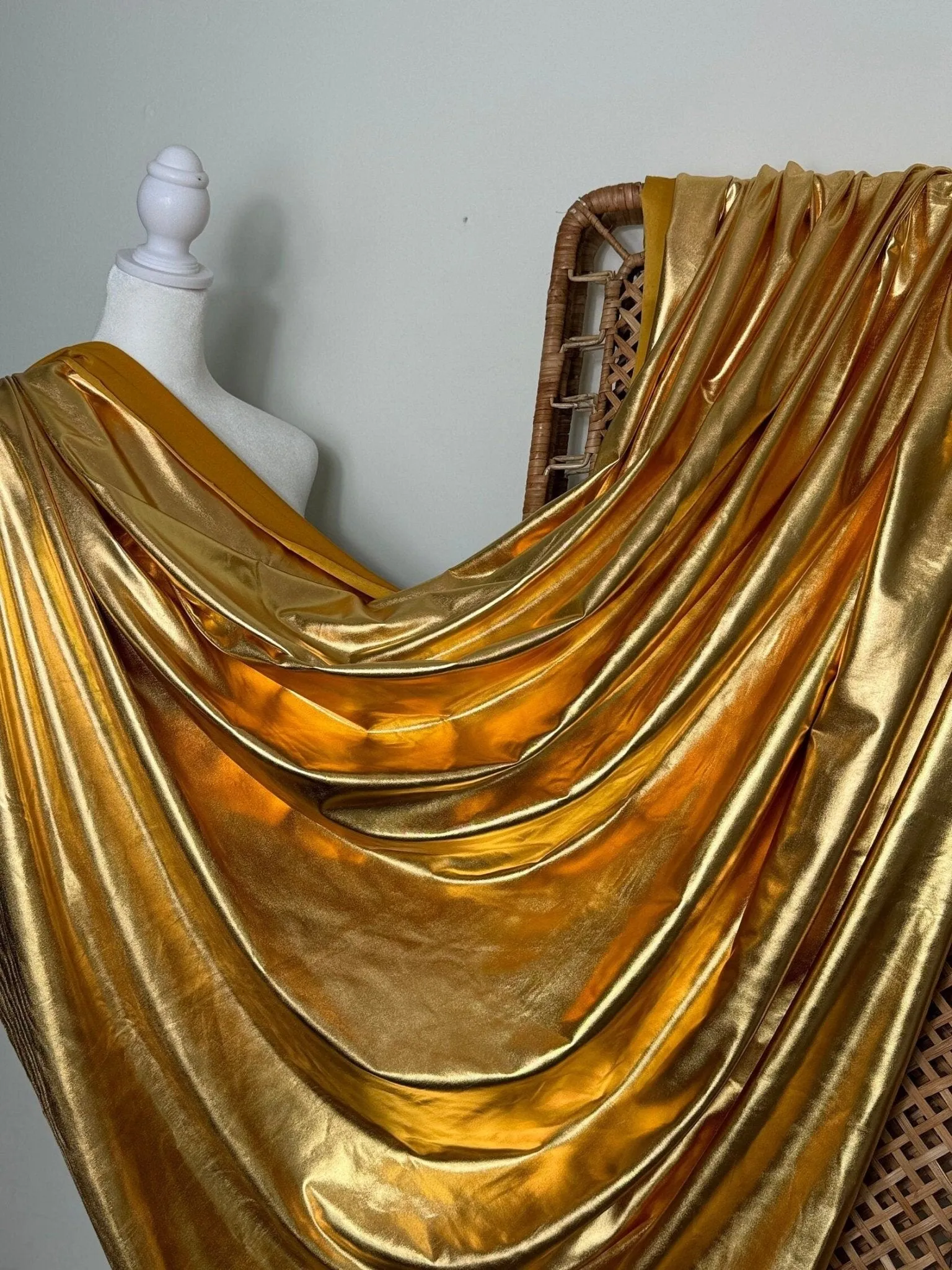 Metallic Gold Foil Spandex Lame Fabric