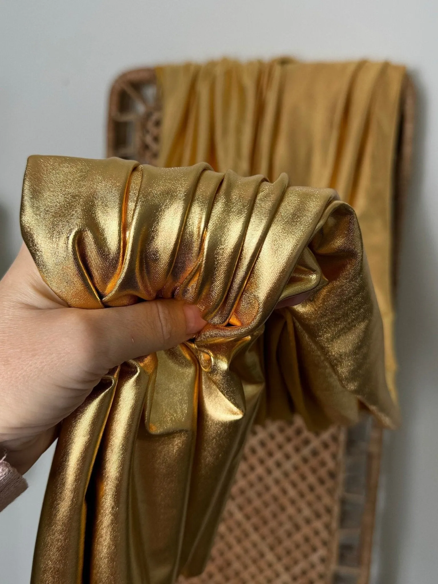 Metallic Gold Foil Spandex Lame Fabric