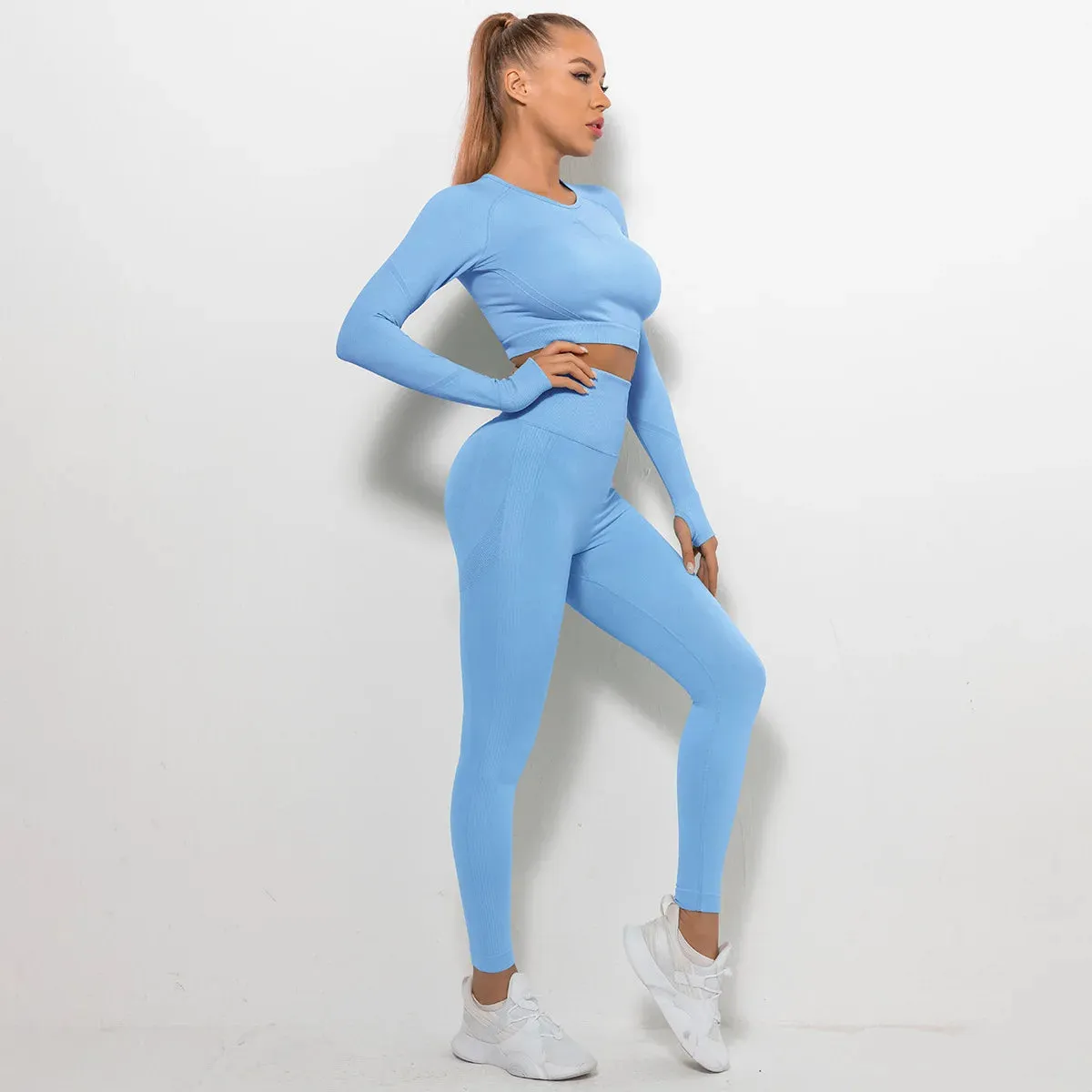 Mika -  Long Sleeve Yoga Crop Top Yoga Set