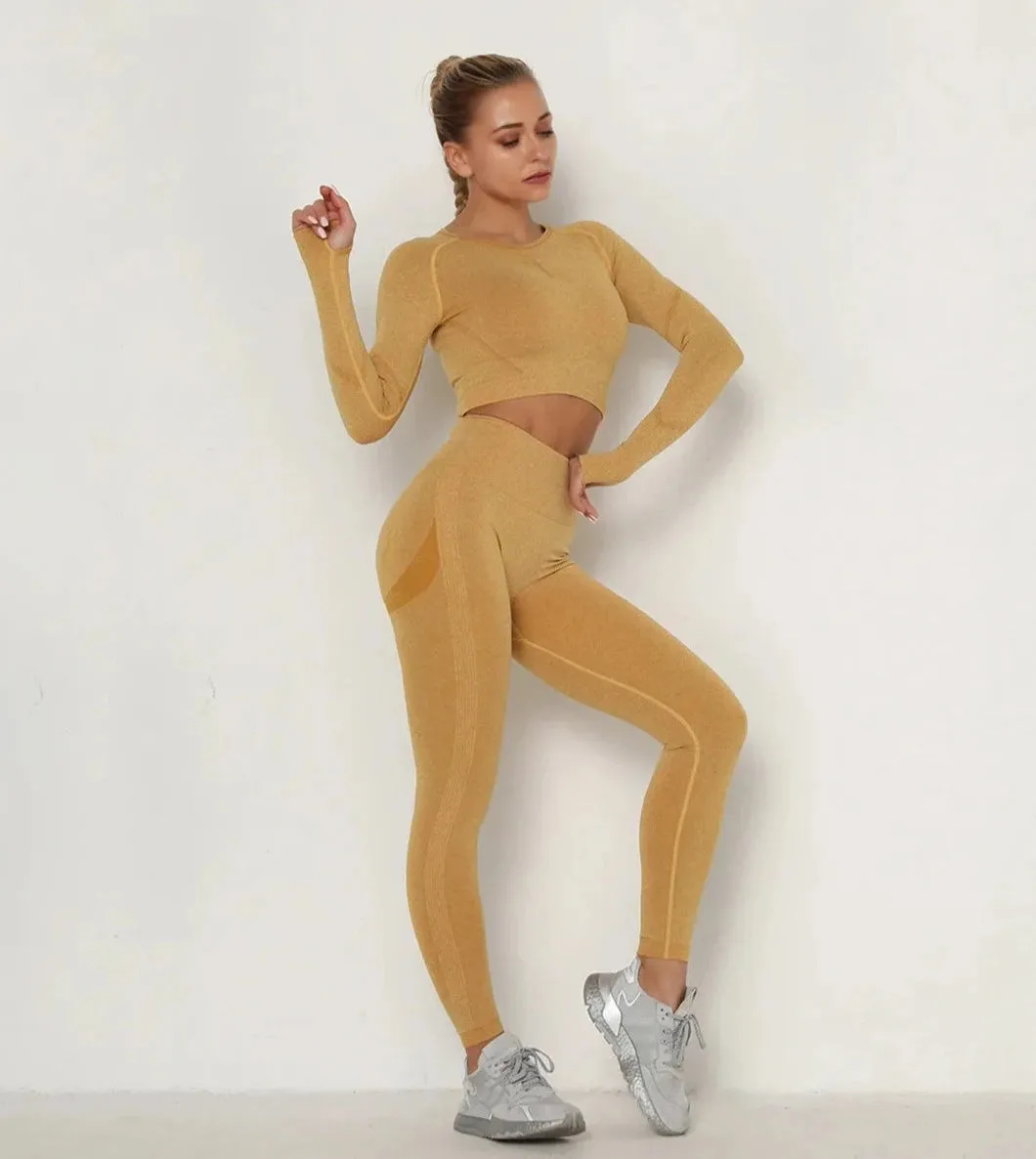 Mika -  Long Sleeve Yoga Crop Top Yoga Set