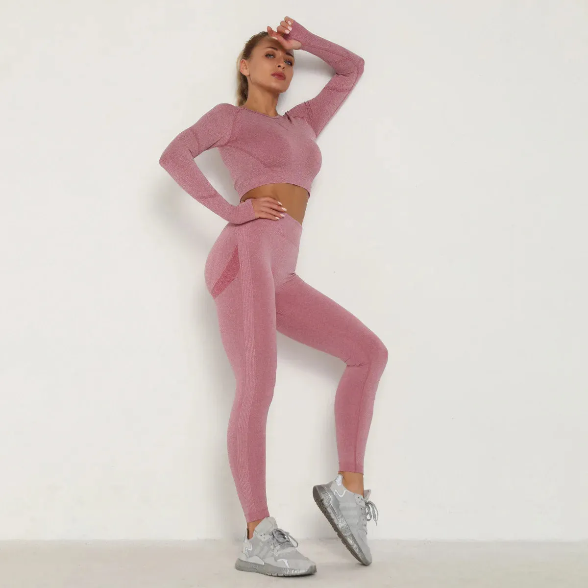 Mika -  Long Sleeve Yoga Crop Top Yoga Set