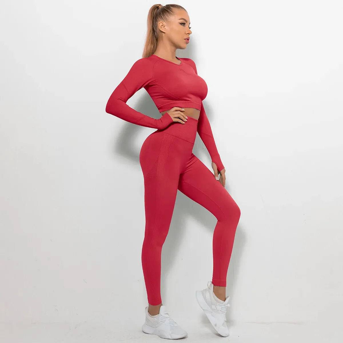 Mika -  Long Sleeve Yoga Crop Top Yoga Set