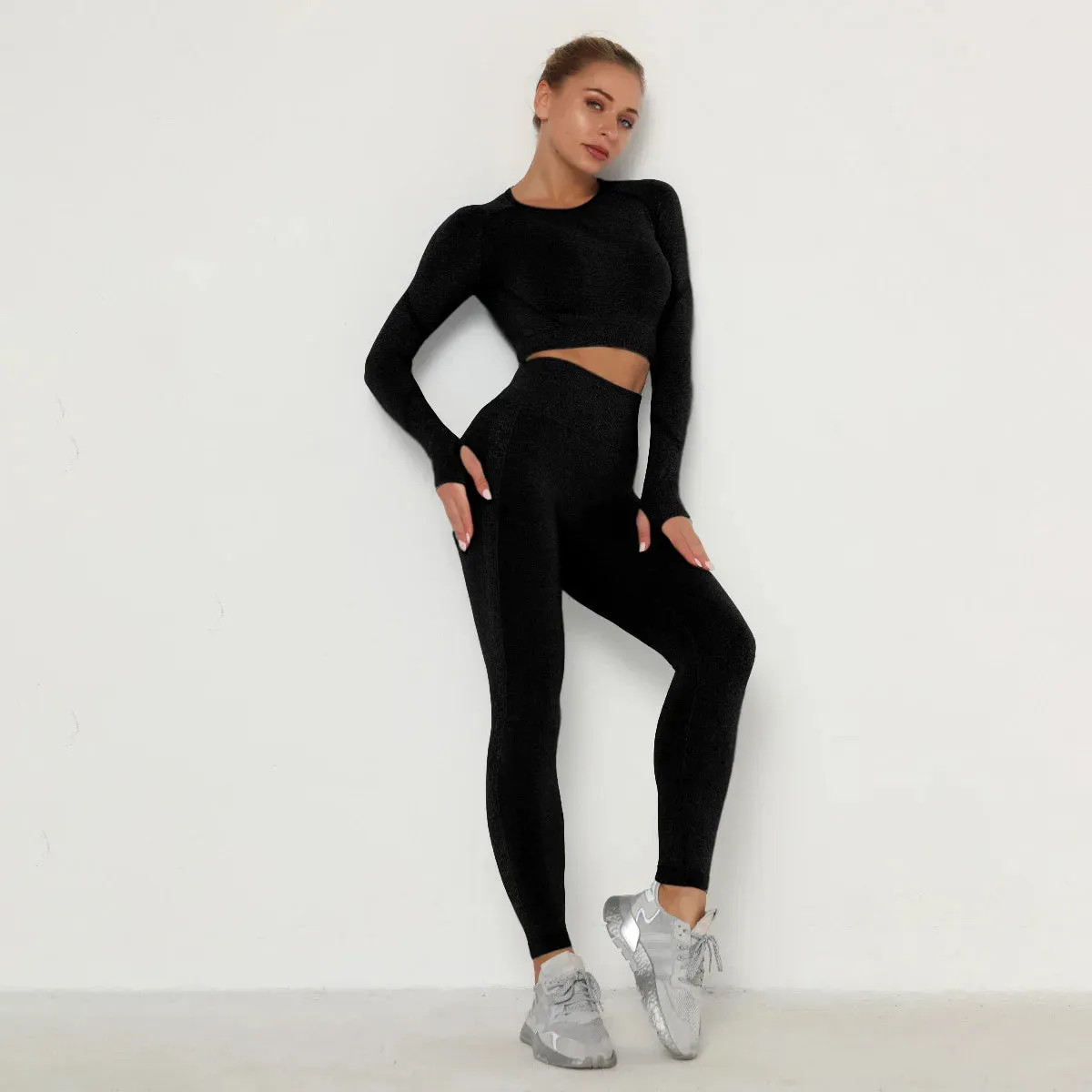 Mika -  Long Sleeve Yoga Crop Top Yoga Set