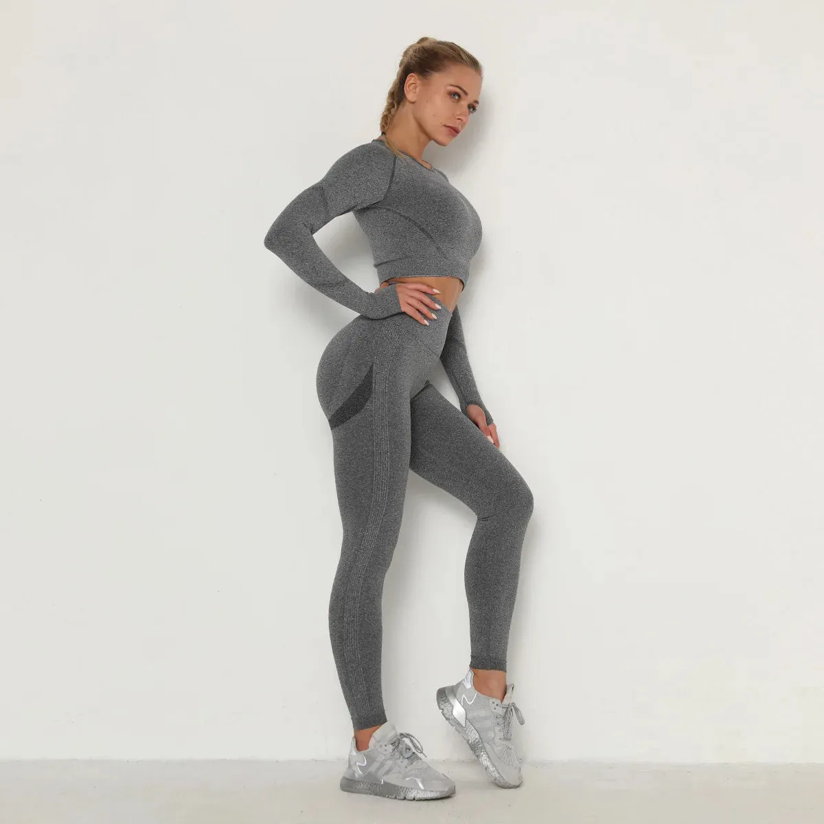 Mika -  Long Sleeve Yoga Crop Top Yoga Set
